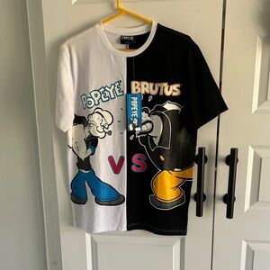 Popeye vs Brutus embroidered graphic t-shirt UNISEX size large